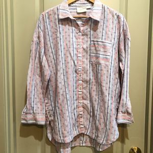 Maeve Anthropologie Breckinridge Striped Polka Dot Button Shirt Top Size Medium